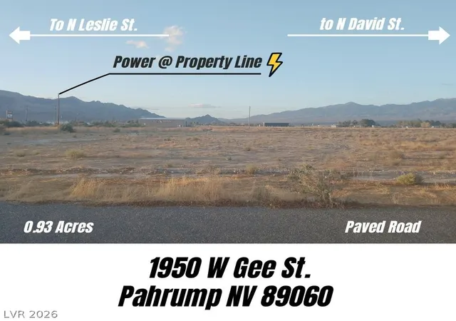 Photo 1 of Land for sale at 1950 W Gee St, Pahrump, NV 89060 | MLS# 2819018 | Listing updated on 2026-09-16