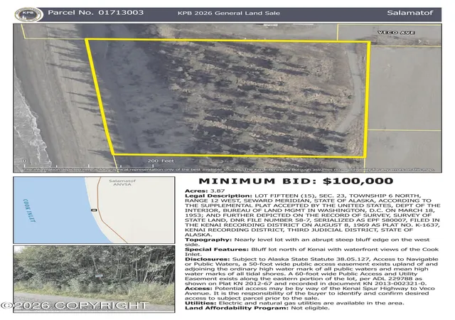 Photo 2 of Land for sale at L15 Veco Ave, Nikiski/north Kenai, AK 99611 | MLS# 26-11672 | Listing updated on 2026-09-14