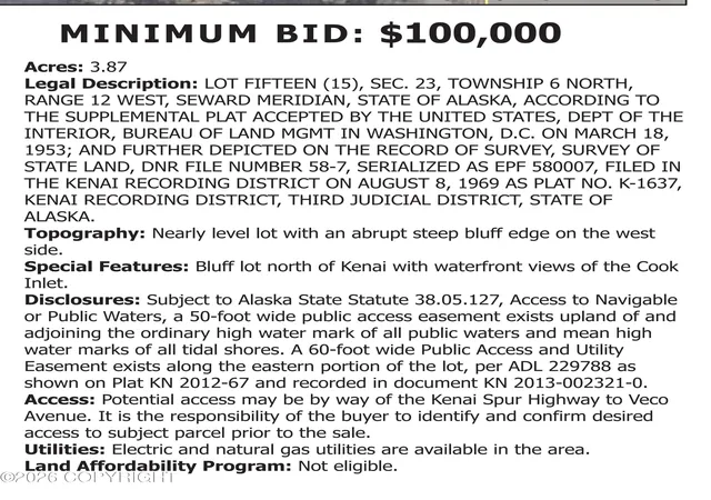 Photo 3 of Land for sale at L15 Veco Ave, Nikiski/north Kenai, AK 99611 | MLS# 26-11672 | Listing updated on 2026-09-14