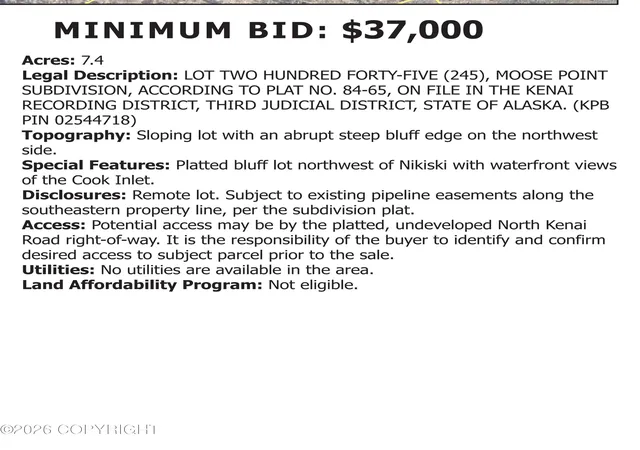 Photo 3 of Land for sale at L245 Kenai Spur Hwy, Nikiski/north Kenai, AK 99611 | MLS# 26-11674 | Listing updated on 2026-09-14