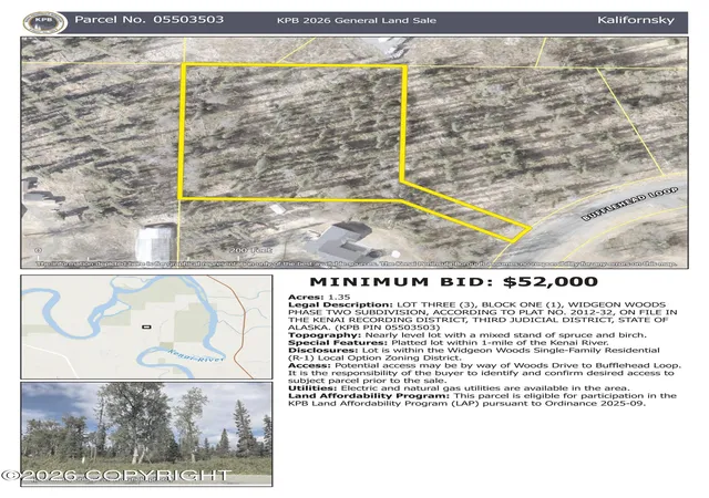 Photo 1 of Land for sale at L3 B1 Bufflehead Loop, Kenai, AK 99611 | MLS# 26-11677 | Listing updated on 2026-09-14
