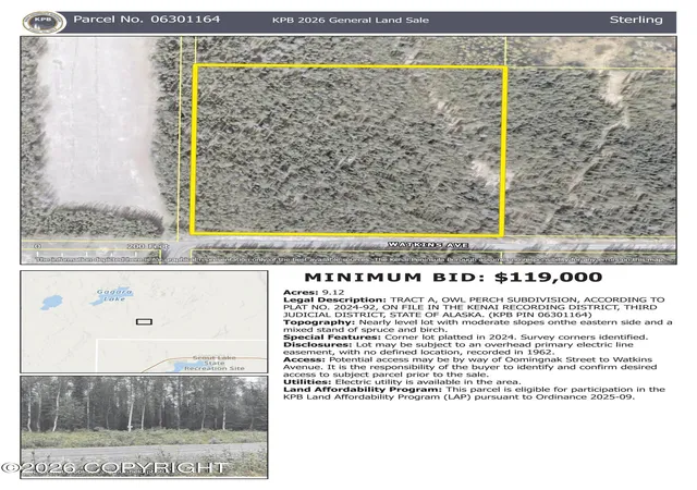 Photo 2 of Land for sale at Tr A Owl Perch Subdivision, Sterling, AK 99672 | MLS# 26-11678 | Listing updated on 2026-09-14