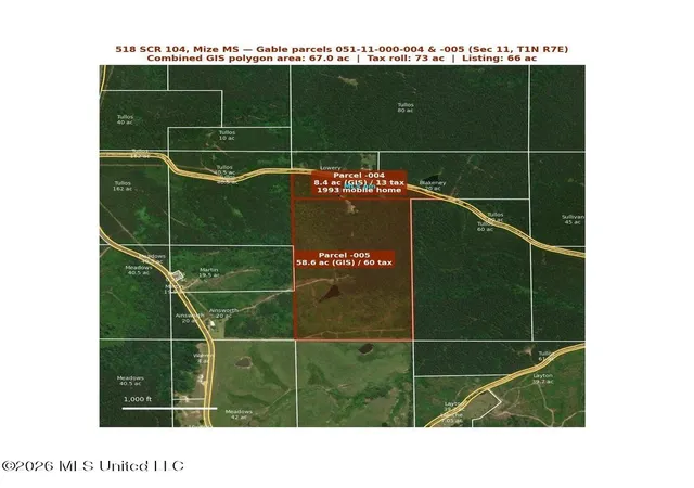 Photo 1 of Land for sale at 518 Scr 104, Mize, MS 39116 | MLS# 4162669 | Listing updated on 2026-10-18
