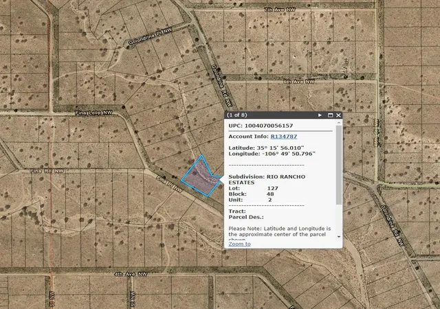 Photo 1 of Land for sale at 0 Fina Pl Nw, Rio Rancho, NM 87124 | MLS# 1078094 | Listing updated on 2026-09-16