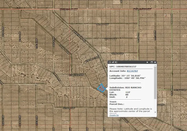 Photo 2 of Land for sale at 0 Fina Pl Nw, Rio Rancho, NM 87124 | MLS# 1078094 | Listing updated on 2026-09-16