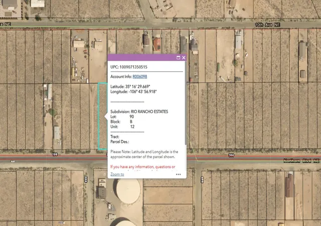 Photo 1 of Land for sale at Rr Ests Unt12 Blk B Lot90, Rio Rancho, NM 87124 | MLS# 1110624 | Listing updated on 2026-09-09