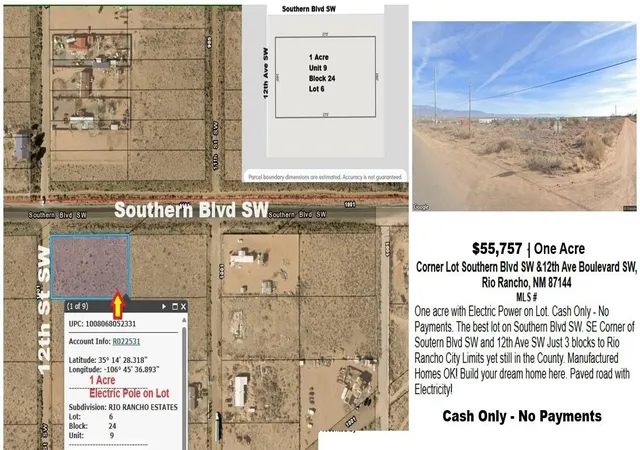 Photo 1 of Land for sale at Se Cor Southern & 12th St Sw Blvd, Rio Rancho, NM 87144 | MLS# 1111105 | Listing updated on 2026-09-19