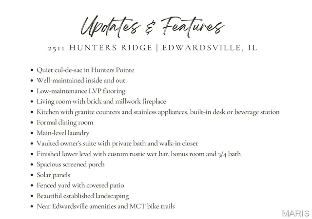 Photo 2 of Sale Pending at 2511 Hunters Ridge, Edwardsville, IL 62025 | MLS# MIS26058272 | Listing updated on 2026-10-05