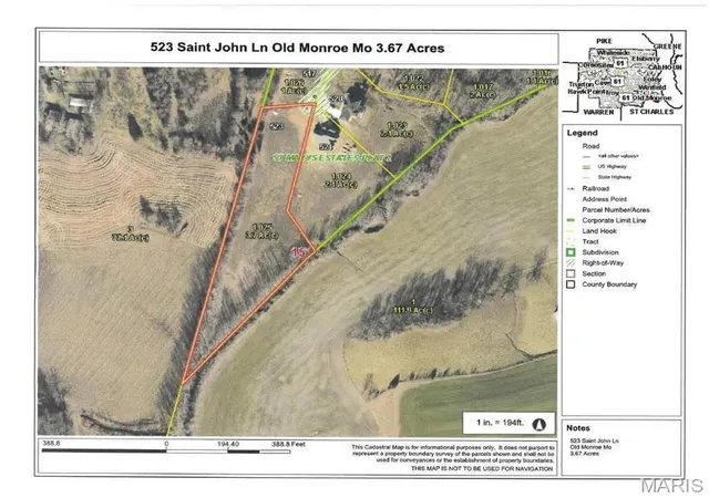 Photo 2 of Land for sale at 523 Saint John Ln, Old Monroe, MO 63369 | MLS# MIS24040427 | Listing updated on 2026-09-08
