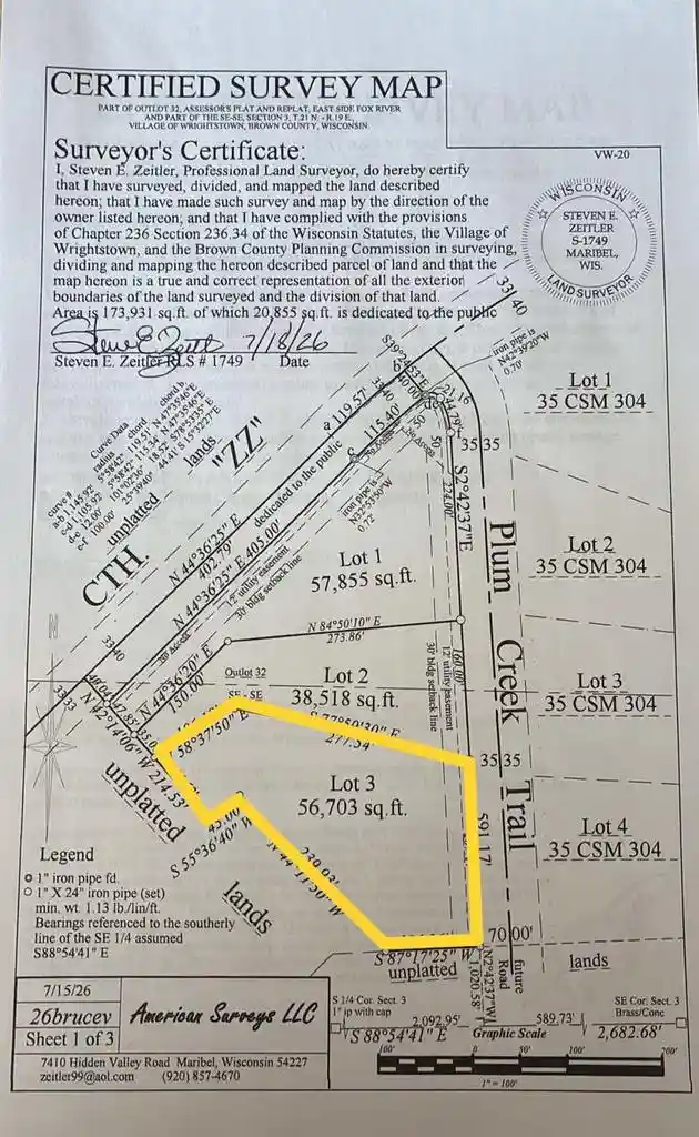 Photo 3 of Land for sale at Plum Creek Trail Trail, Wrightstown, WI 54180 | MLS# 50331046 | Listing updated on 2026-08-14