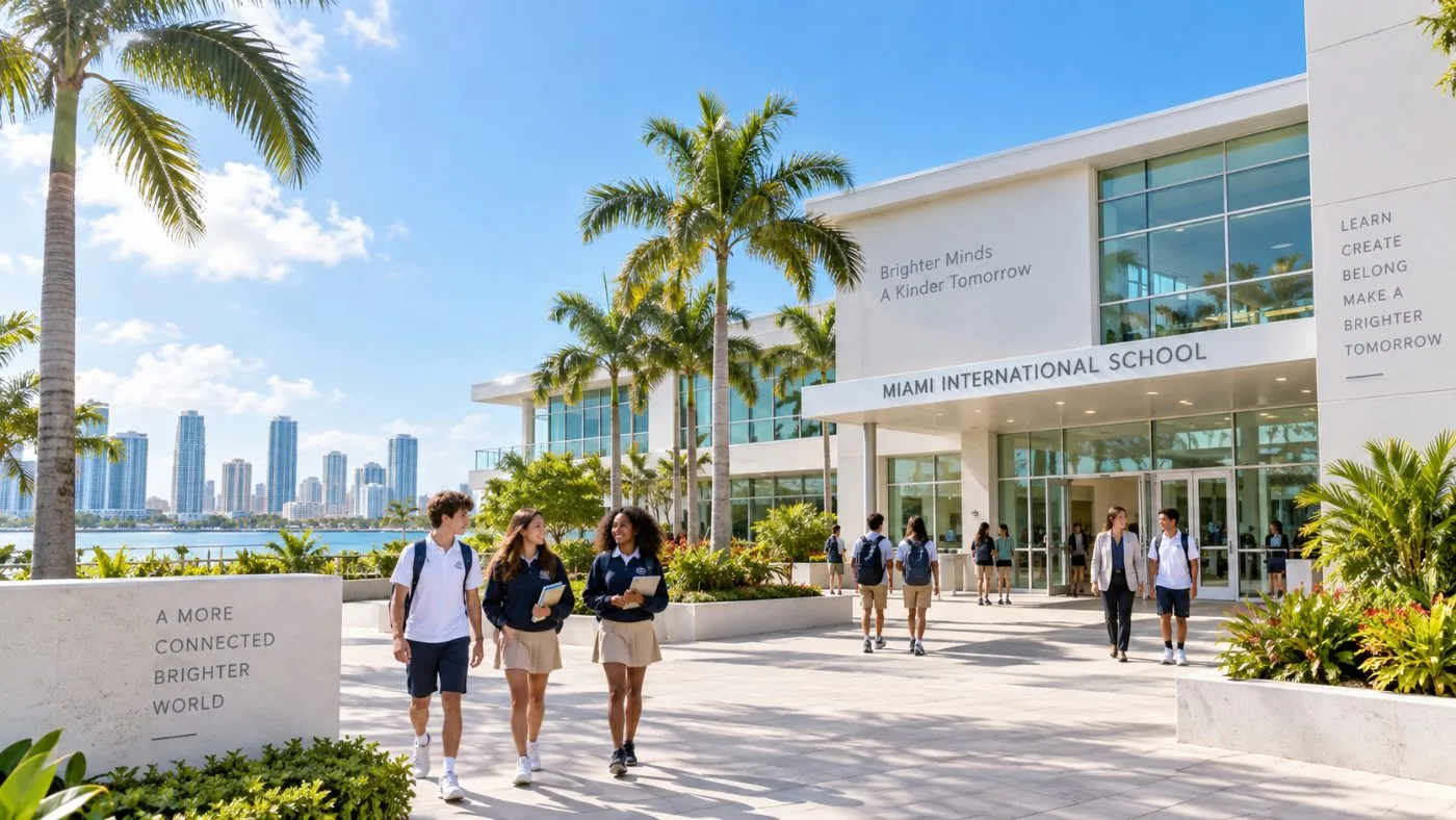 Students walking out of a Miami school campus
